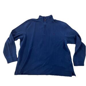 Vintage Y2K Polo Ralph Lauren Men's Navy Blue Pullover Quarter Zip Size XXL